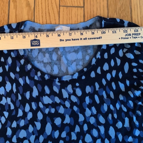 CHICOS Pullover Sweater Women Small Blue Polka Dots Rayon Blend ombre classic - Picture 7 of 9